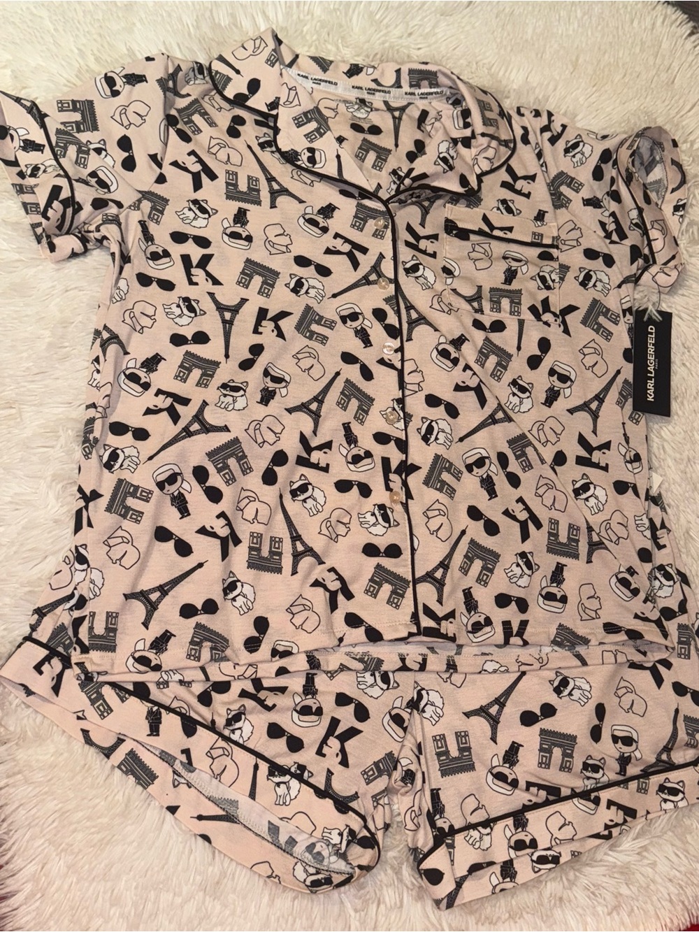 Karl Lagerfeld Women's Notch Collar Pajama Set